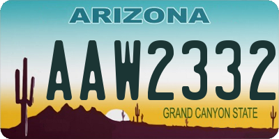 AZ license plate AAW2332