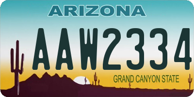 AZ license plate AAW2334