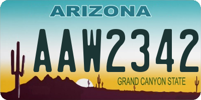 AZ license plate AAW2342