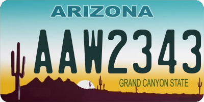 AZ license plate AAW2343