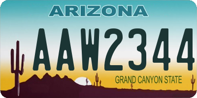 AZ license plate AAW2344