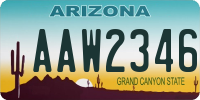 AZ license plate AAW2346