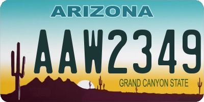 AZ license plate AAW2349