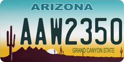 AZ license plate AAW2350