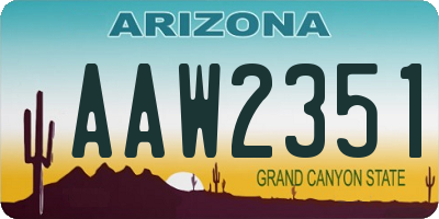 AZ license plate AAW2351