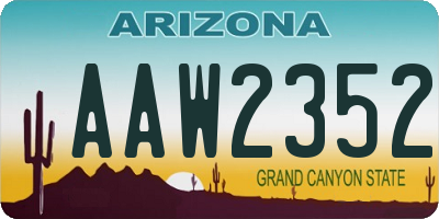 AZ license plate AAW2352