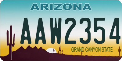 AZ license plate AAW2354