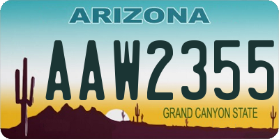 AZ license plate AAW2355