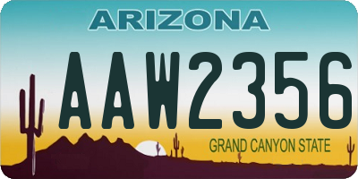 AZ license plate AAW2356