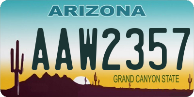 AZ license plate AAW2357