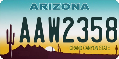 AZ license plate AAW2358