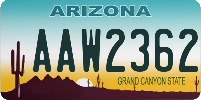 AZ license plate AAW2362