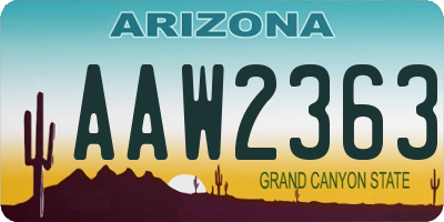 AZ license plate AAW2363