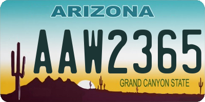 AZ license plate AAW2365