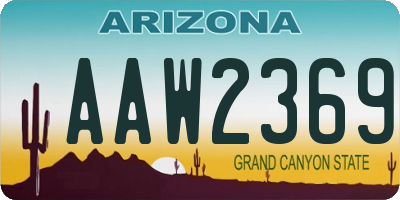 AZ license plate AAW2369