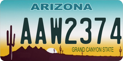 AZ license plate AAW2374