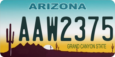 AZ license plate AAW2375