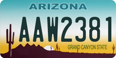 AZ license plate AAW2381