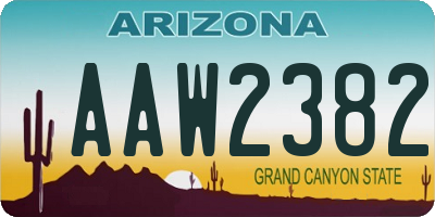 AZ license plate AAW2382