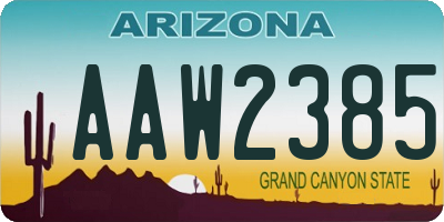 AZ license plate AAW2385