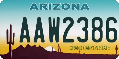 AZ license plate AAW2386