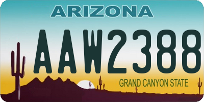 AZ license plate AAW2388