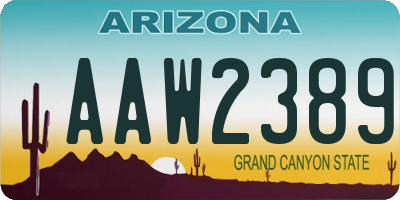 AZ license plate AAW2389