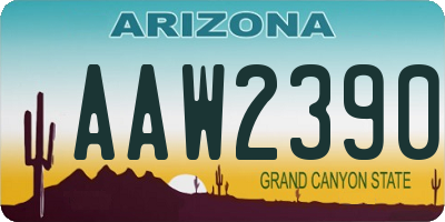 AZ license plate AAW2390