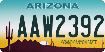 AZ license plate AAW2392