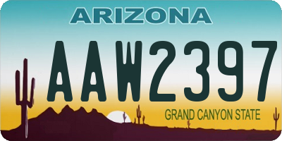 AZ license plate AAW2397