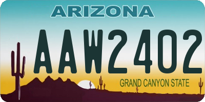 AZ license plate AAW2402