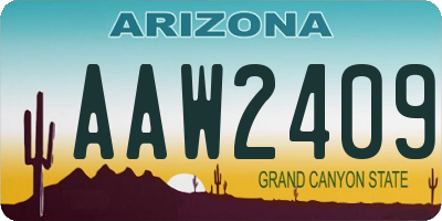 AZ license plate AAW2409