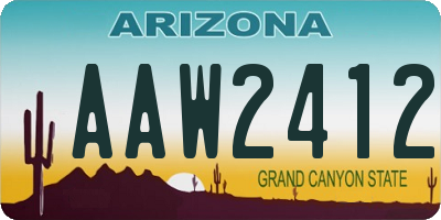 AZ license plate AAW2412