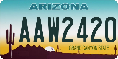 AZ license plate AAW2420