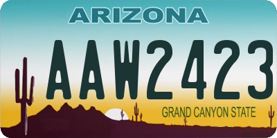 AZ license plate AAW2423