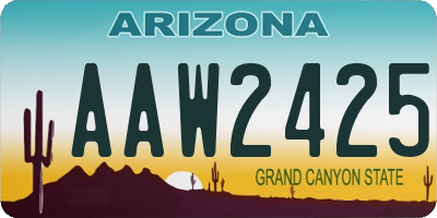 AZ license plate AAW2425