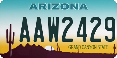 AZ license plate AAW2429