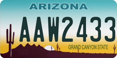 AZ license plate AAW2433