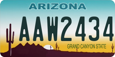 AZ license plate AAW2434