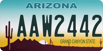 AZ license plate AAW2442