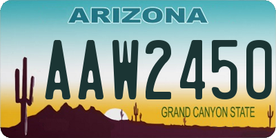 AZ license plate AAW2450