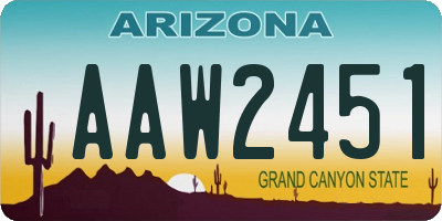 AZ license plate AAW2451