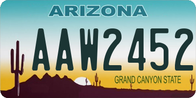 AZ license plate AAW2452