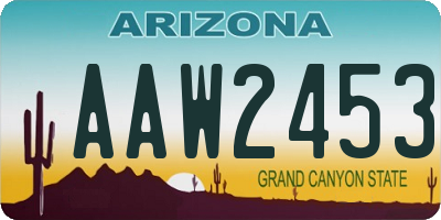 AZ license plate AAW2453