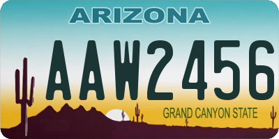 AZ license plate AAW2456