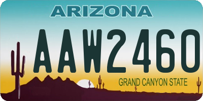 AZ license plate AAW2460