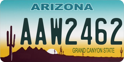 AZ license plate AAW2462