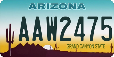 AZ license plate AAW2475