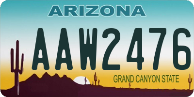 AZ license plate AAW2476