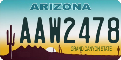 AZ license plate AAW2478